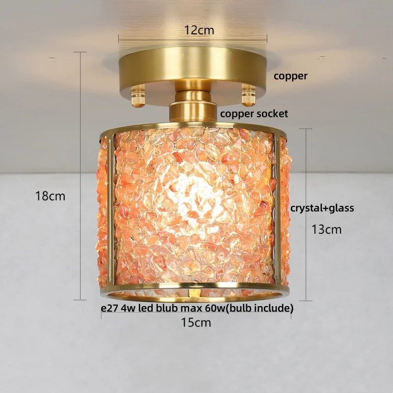 DecorBites™ Copper Canopy LED Ceiling Light Glass Crystal Nordic Modern Decor for Home