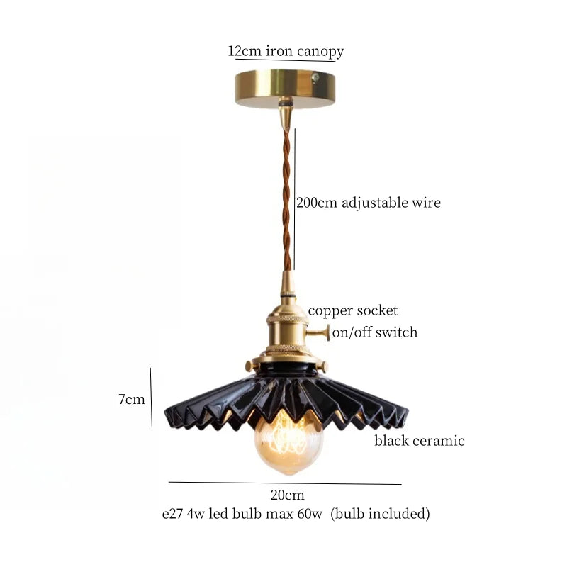 DecorBites™ Ceramic LED Pendant Light: Modern Brass Hanging Lamp for Home Decor