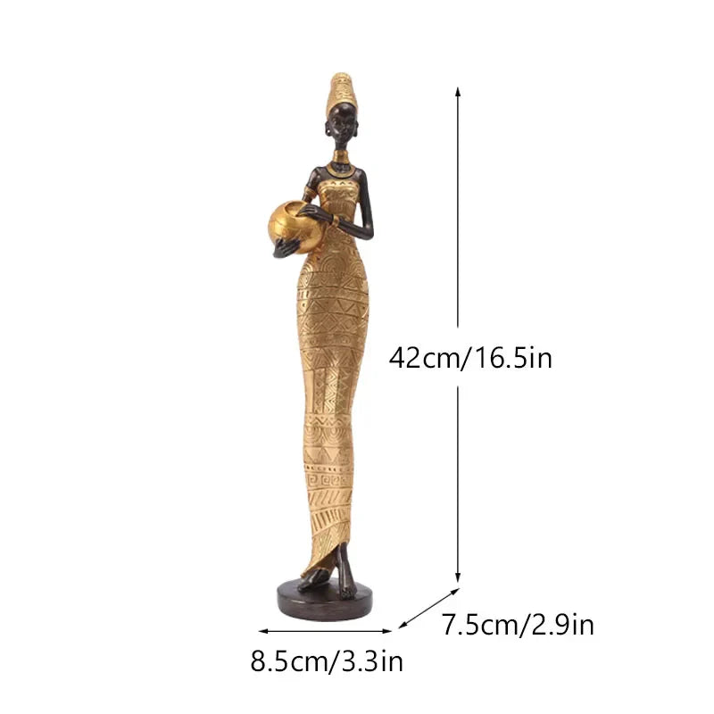 DecorBites™ Black Woman Resin Figurine: Exotic Decor for Home Living Room, Bedroom, Desktop