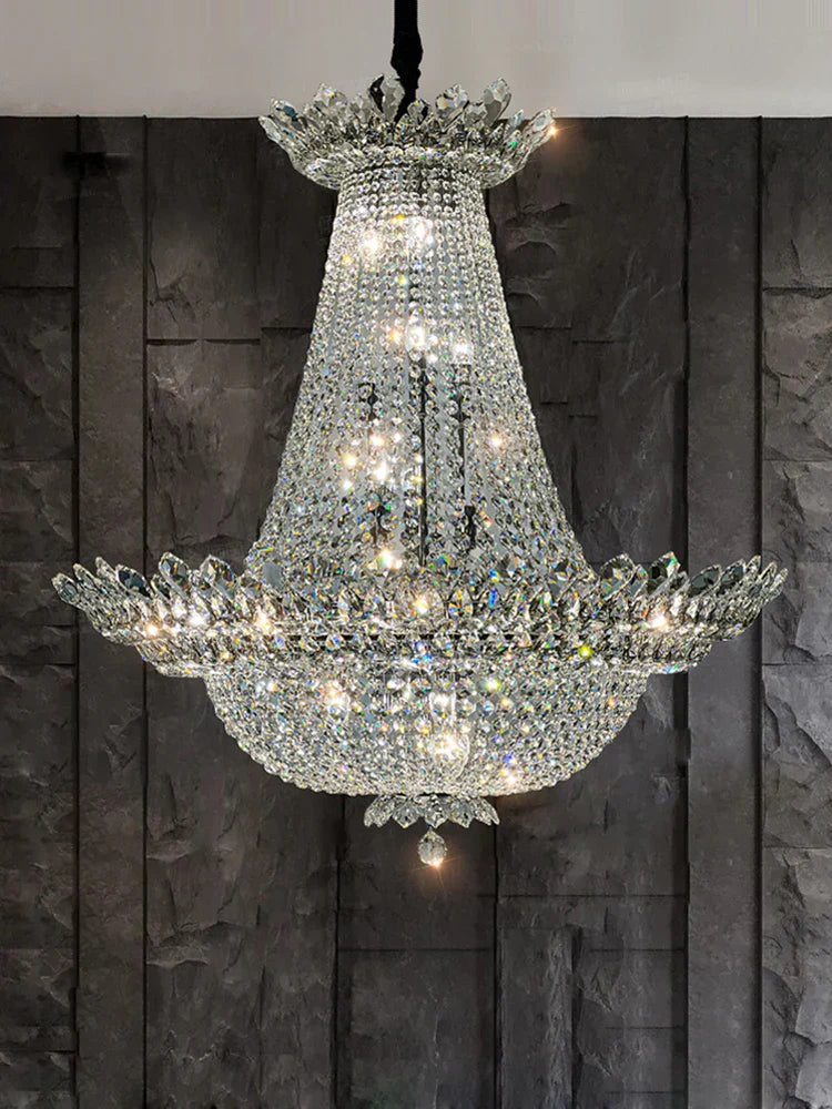 DecorBites™ K9 Crystal Chrome LED Chandelier for Trendy Living Room Lighting