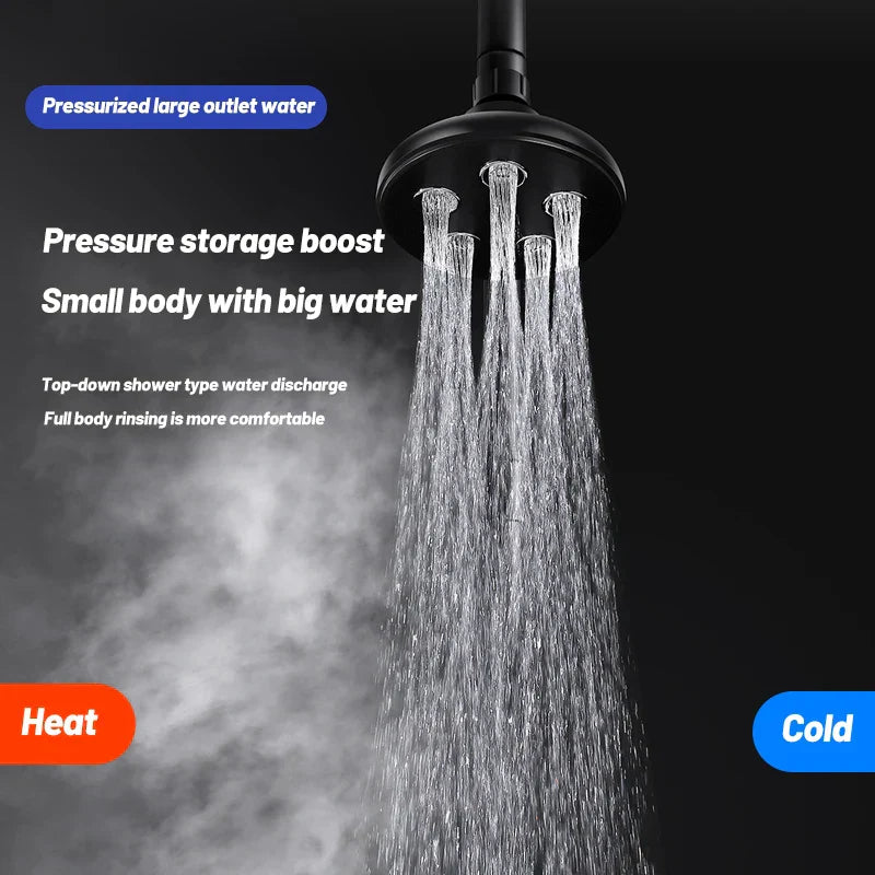 DecorBites™ Black High Pressure Mini Rainshower Shower Head for Water-saving Bath Experience
