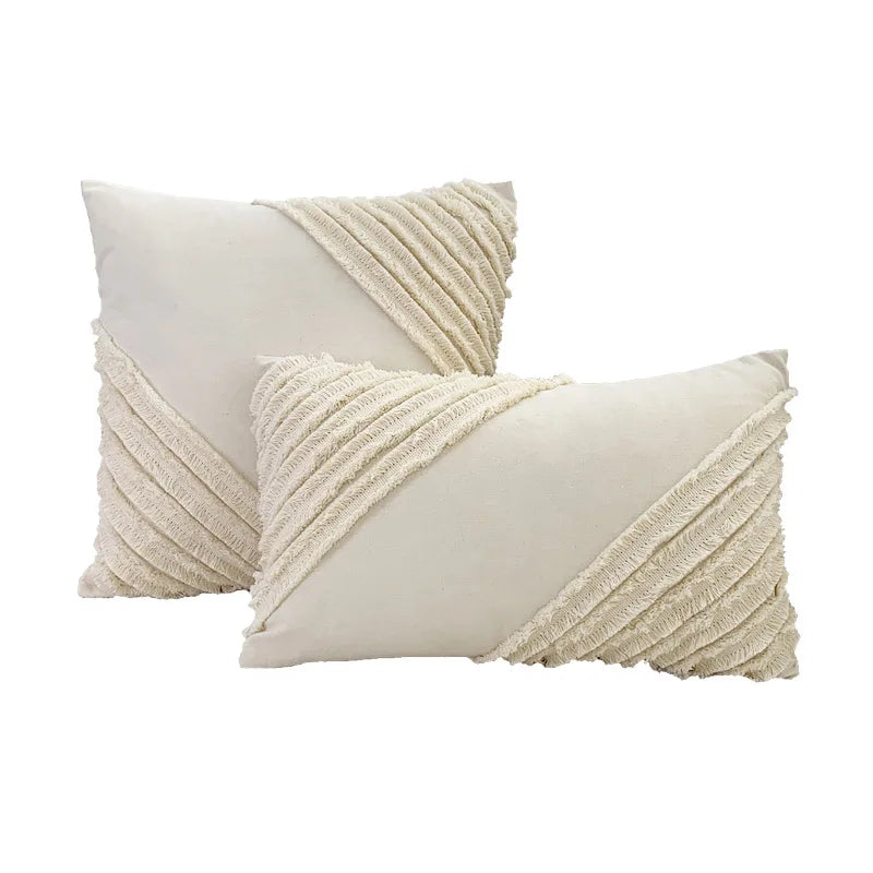 DecorBites™ Boho Geometry Fringed Patchwork Cushion Cover - Decorative Pillowcase