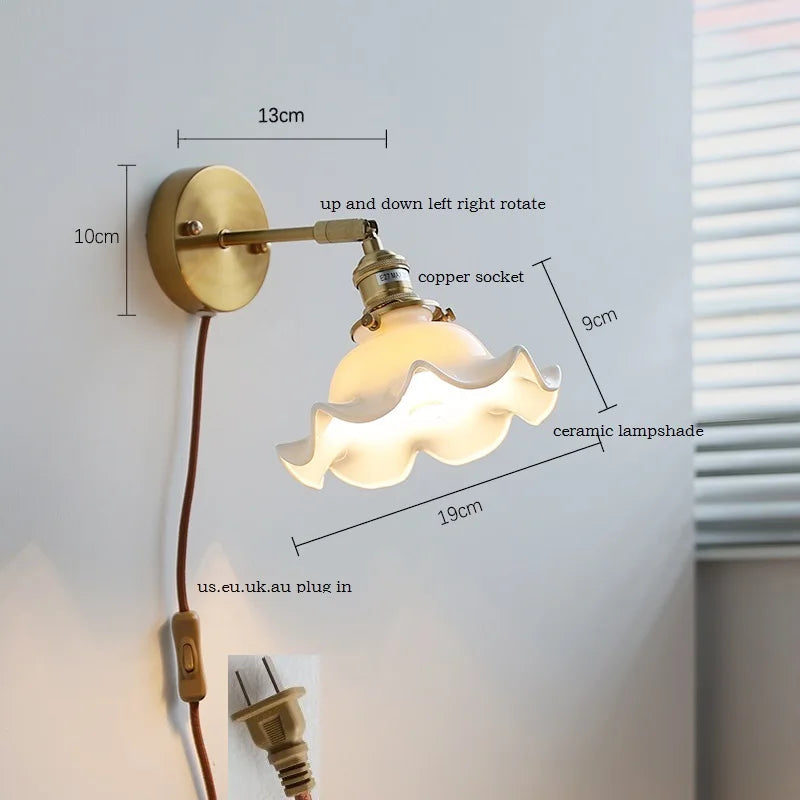 DecorBites™ Ceramic Wall Sconce with Adjustable Iron Arm for Living Room Décor