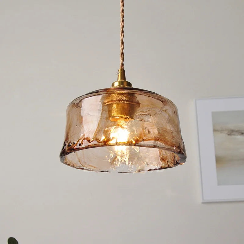 DecorBites™ Amber Glass LED Pendant Lamp with Adjustable Wire for Dining Room and Kitchen