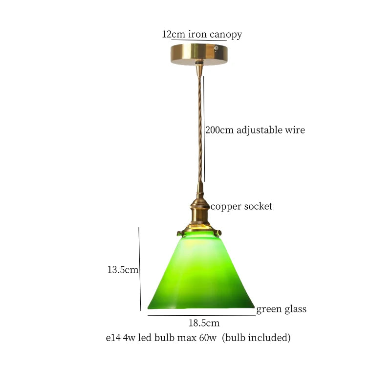 DecorBites™ Green Glass LED Pendant Lamp for Living & Dining Room Decor