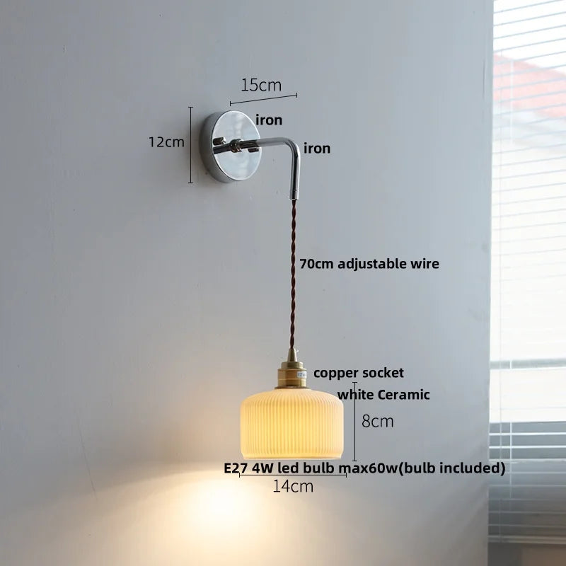 DecorBites™ Ceramic LED Wall Sconce Modern Nordic Design Adjustable Pull Chain Switch WC Mirror Light