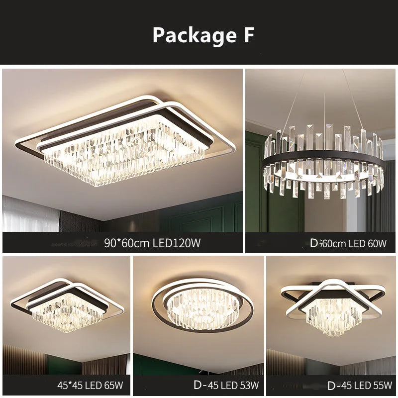 DecorBites™ Crystal Industrial Pendant Lamps Set for Modern Living Room Bedroom Kitchen Decor