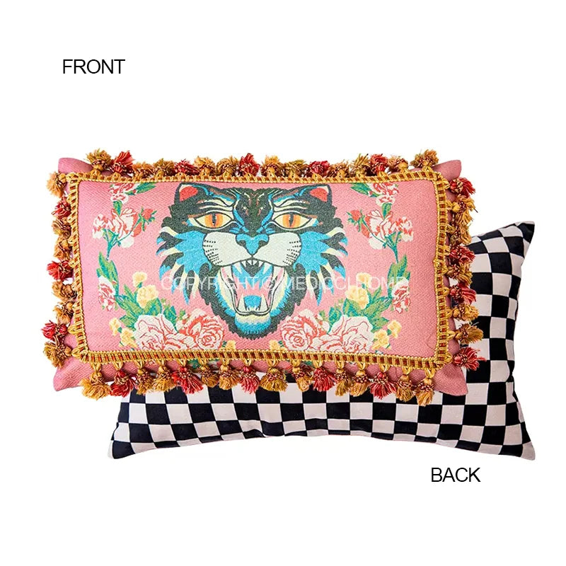 DecorBites™ Cat Print Velvet Throw Pillow Case Luxury Cushion Hand Made