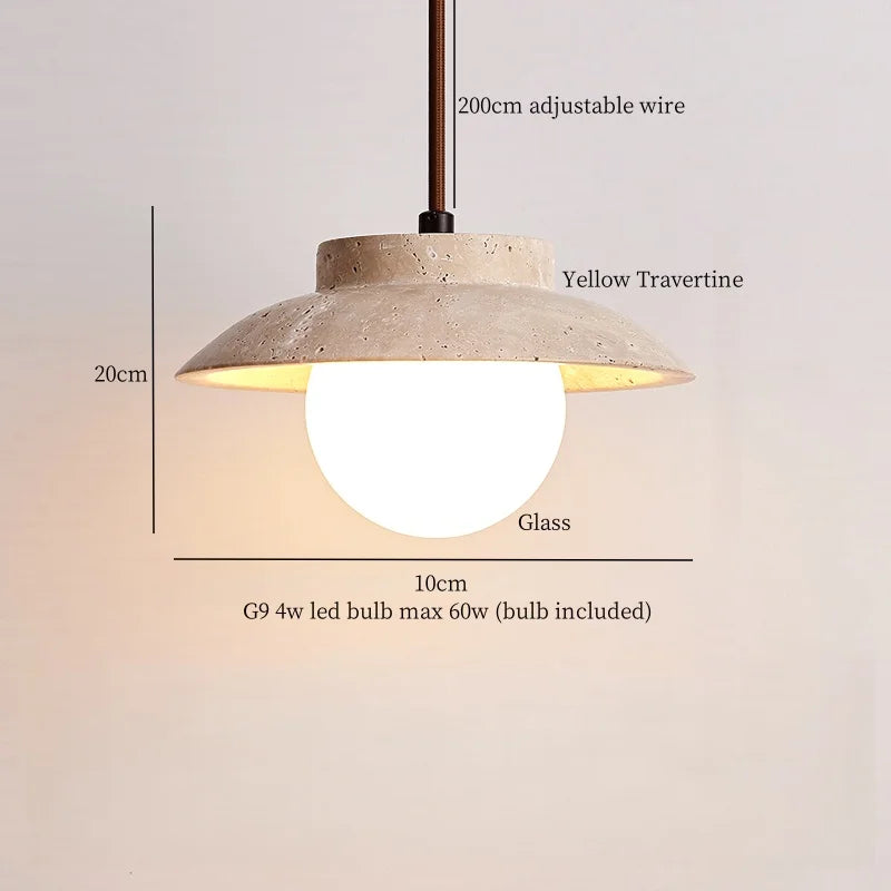 DecorBites™ Creative Stone LED Pendant Light Yellow Travertine Nordic Minimalism Hanging Lamp