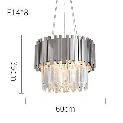 DecorBites™ Black Gold Crystal Oval LED Hanging Chandelier Lighting Fixture