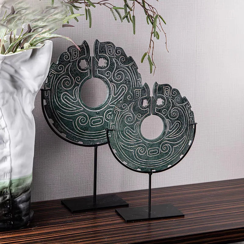 DecorBites™ Geometric Totem Resin Statue | Chinese Retro Home Decor Accessory