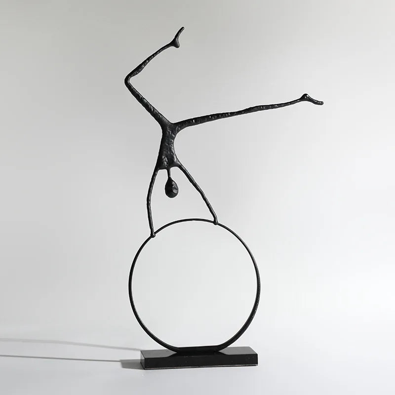 DecorBites™ Black Metal Sports Figure Sculpture for Elegant Home Decor
