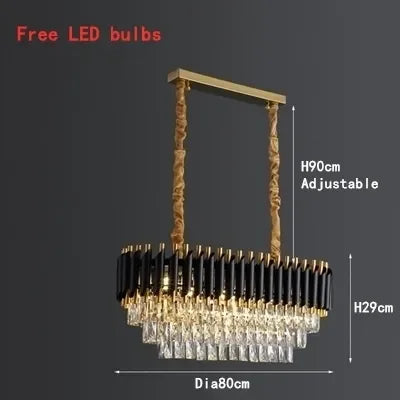 DecorBites™ Crystal LED Pendant Light Chandelier: Modern Black Luxury Lighting for Home Decor
