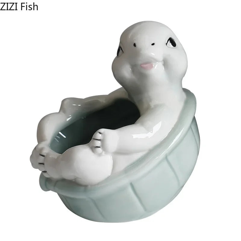DecorBites™ Cartoon Turtle Ceramic Vase for Table Decoration and Flowers Arrangement