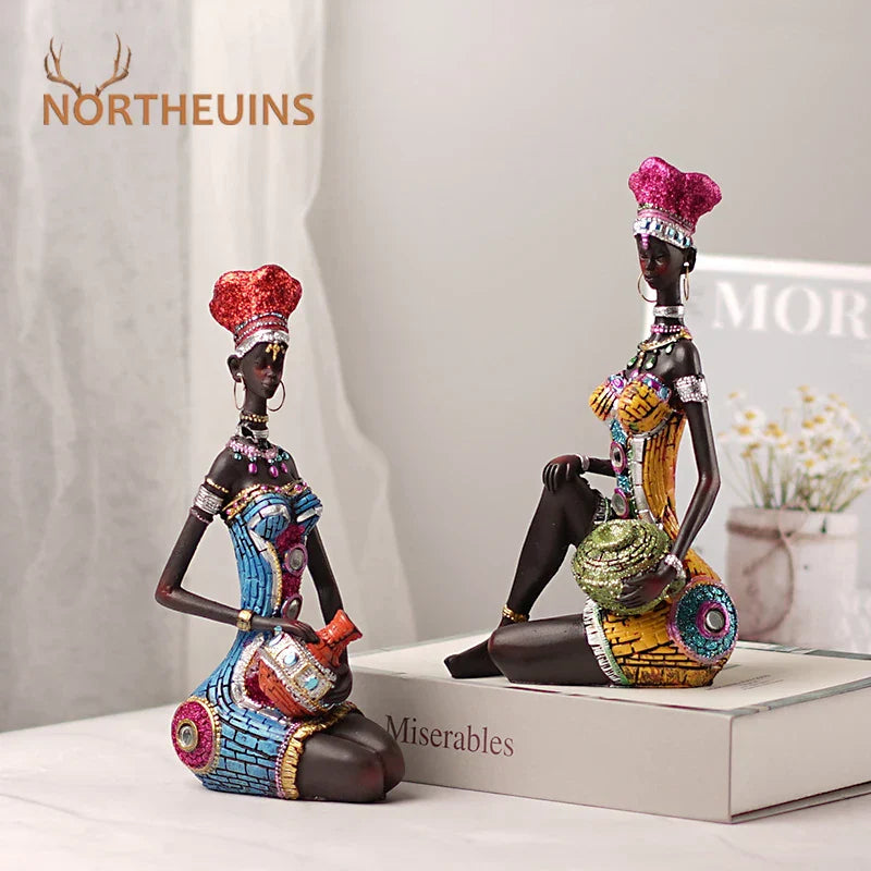 DecorBites™ Black Women Resin Art Figures for Home Decor and Statues