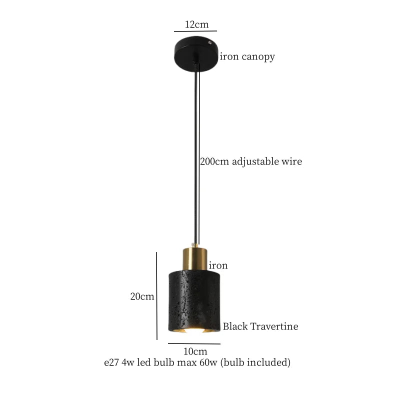 DecorBites™ Black Travertine Pendant Light - Nordic Minimalism LED Pendant Lamps for Living Dining Room