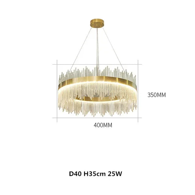 DecorBites™ Gold Crystal Chandelier Dimmable Luxury Pendant Lights for Bedroom & Living Room