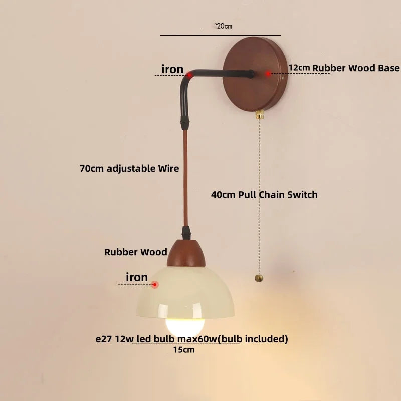 DecorBites™ Adjustable LED Wall Light Fixture with Ceramic Wood Base for Dining Room, Study, Bar