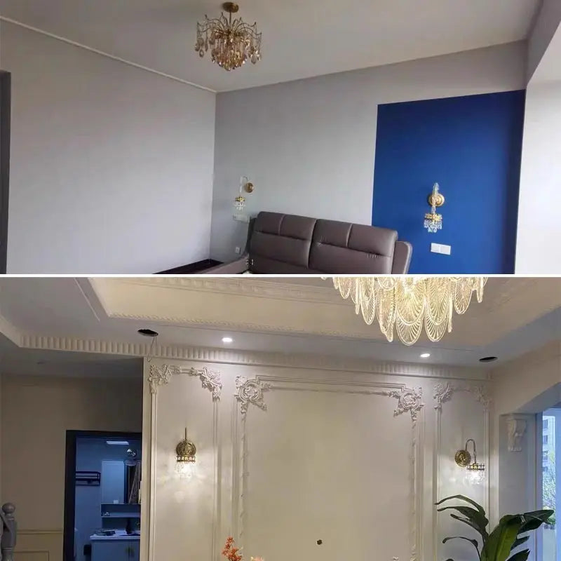 DecorBites™ Copper Crystal Chandelier: Modern Nordic LED Lighting for Home Decor