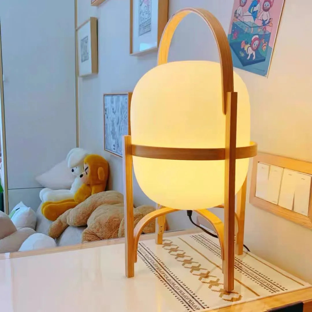 DecorBites™ Glass & Wood/Metal Table Lamp - Japanese Style Room Light