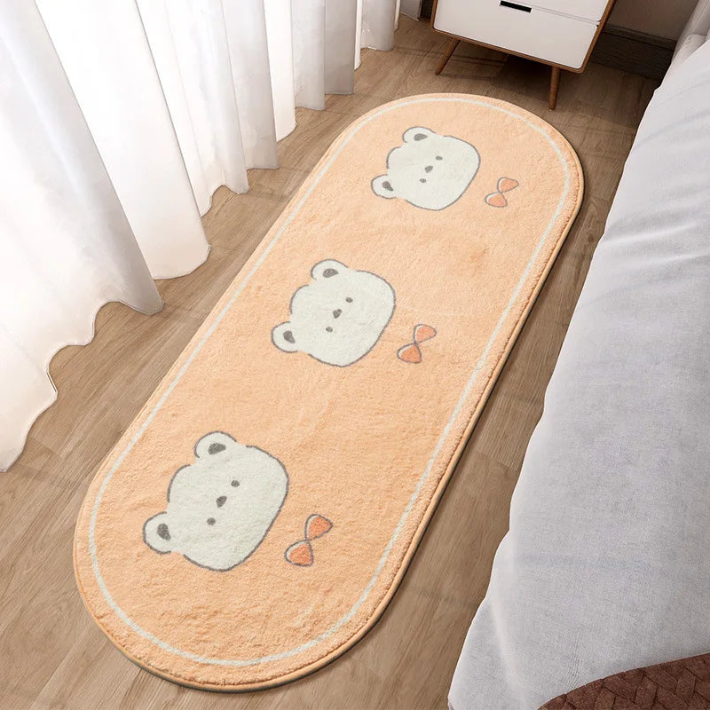 DecorBites™ Lovely Rabbit Pink Bedside Rug for Girls Children Bed Room