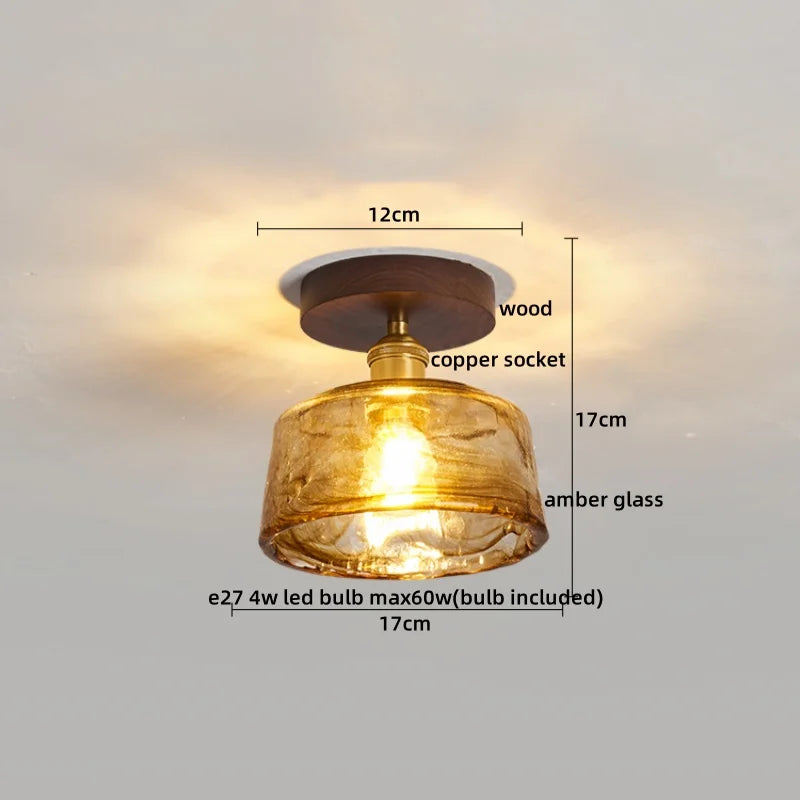 DecorBites™ Glass Copper LED Ceiling Lamp Modern Style for Home Decor and Restaurant