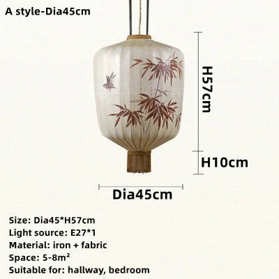 DecorBites™ Bamboo Lantern Pendant: Handmade Fabric Shade for Elegant Hotel and Restaurant Lighting