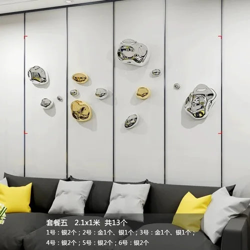 DecorBites™ 3D Gold Stone Wall Hanging Ornaments for Stylish Room Decor