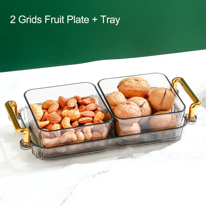 DecorBites™ 6-Grid Divided Fruit Plate Snack Dish Dry Fruit Tray Light Luxury Tray