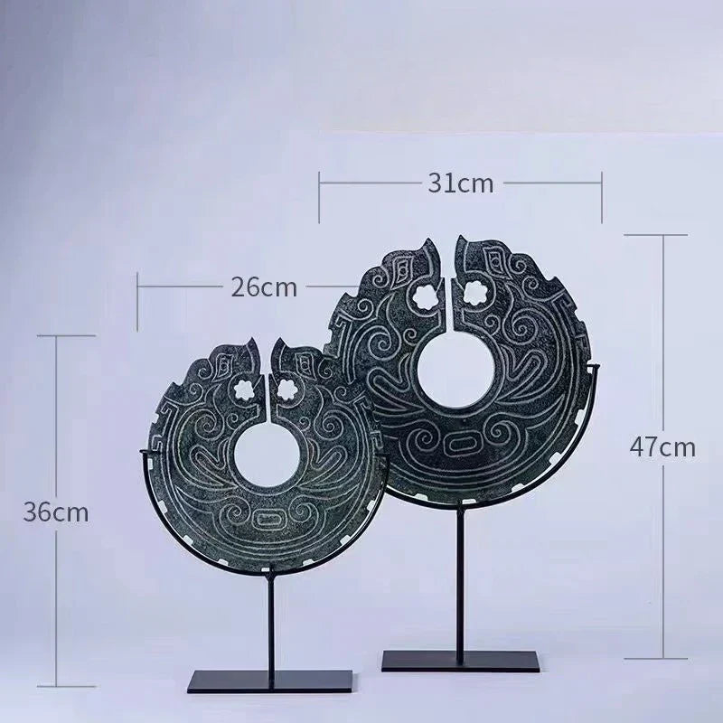 DecorBites™ Geometric Totem Resin Statue | Chinese Retro Home Decor Accessory