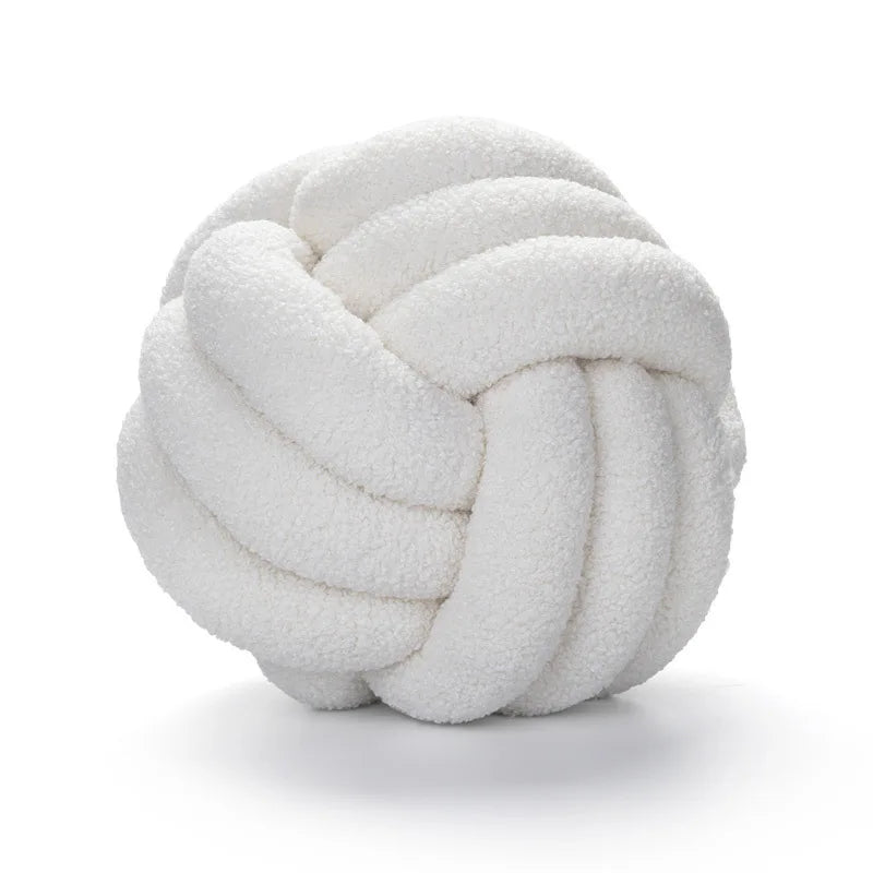 DecorBites™ Handmade Knotted Boucle Circle Plush Pillow Brown