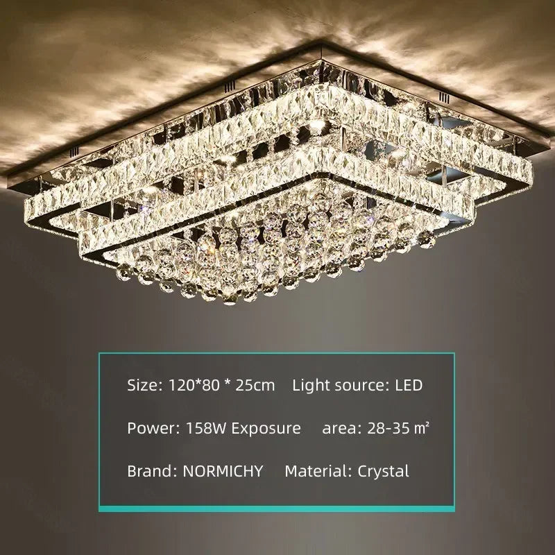 DecorBites™ Crystal LED Chandelier Silver Chrome Remote Control Light