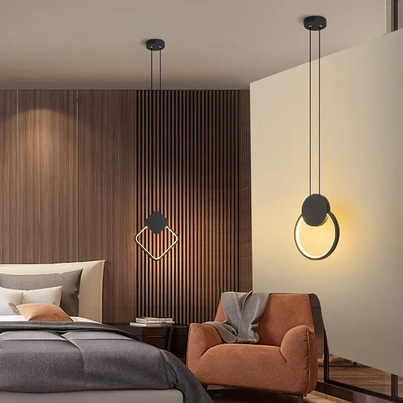 DecorBites™ Geometric LED Pendant Lights for Living Room Bedroom Kitchen, Modern Hanging Lamps for Decor
