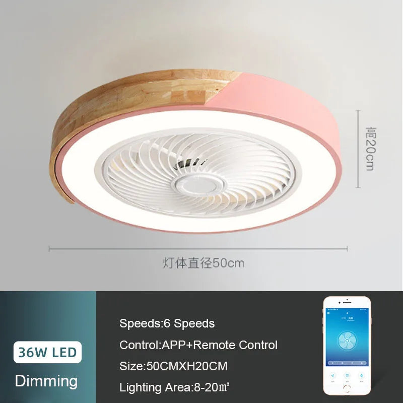 DecorBites™ 52CM Ceiling Fan Light 6 Speeds Reversible Blades 36W Living Dining Room