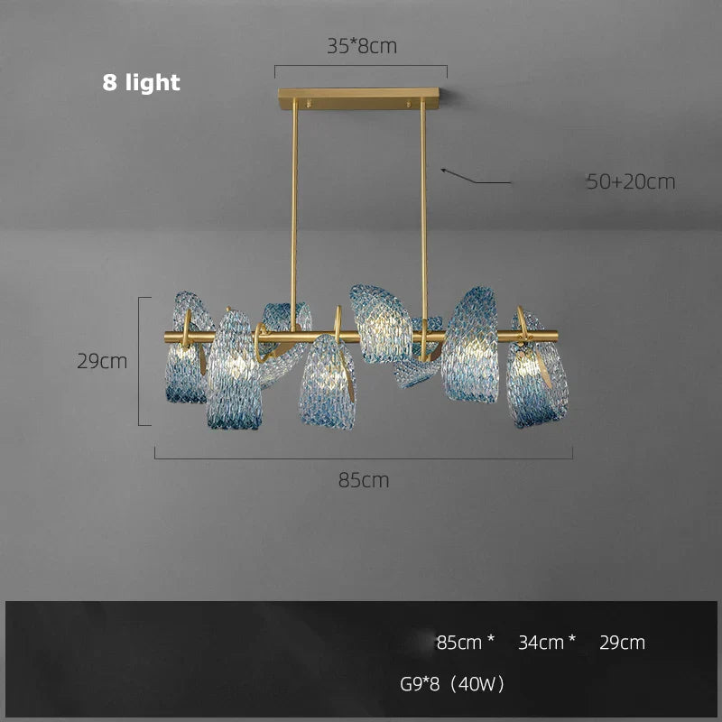 DecorBites™ Blue Queen Crystal Glass LED Ceiling Chandelier - Elegant Lighting Fixture for Living Room