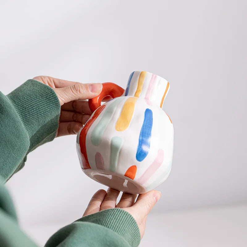 DecorBites™ Cartoon Ceramic Vase Teapot Handmade Porcelain Flowerpot Decoration Accessories