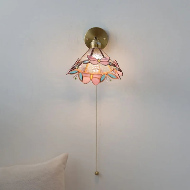 DecorBites™ Copper Butterfly Glass Wall Light Fixture Up Down Rotate LED Bedside Lamp