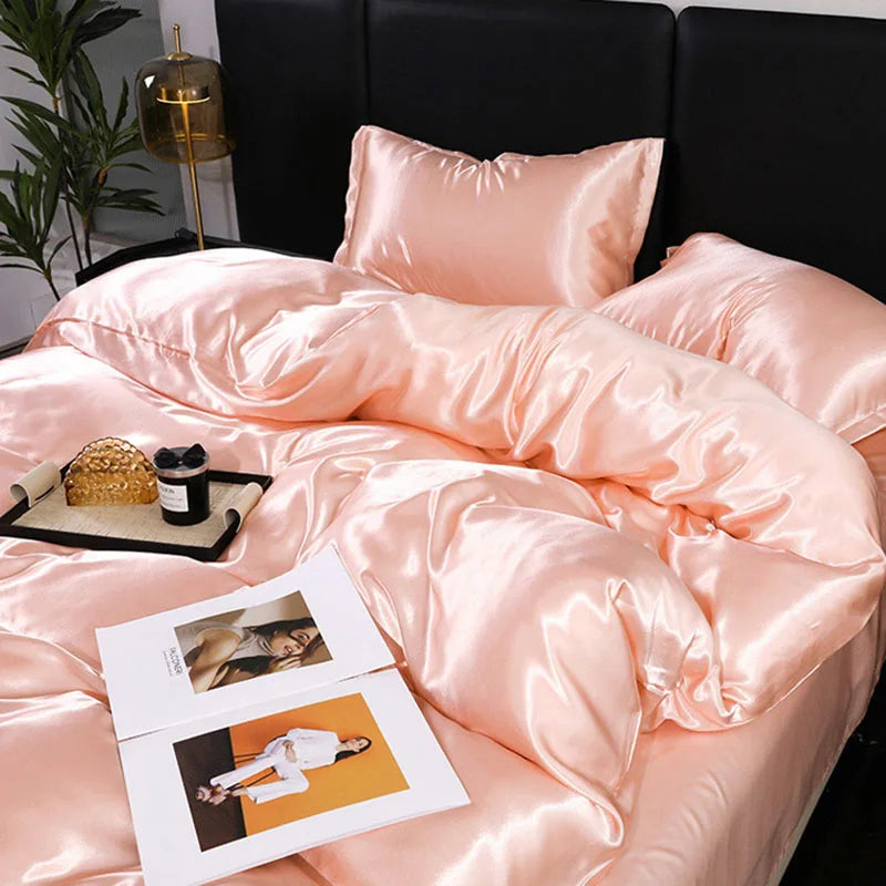 DecorBites™ Ice Rayon Duvet Cover and Pillowcase Set: Smooth Comfort in Single & Double Sizes