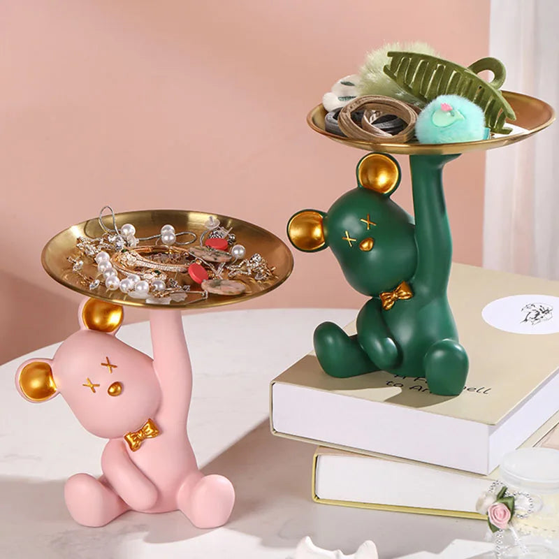 DecorBites™ Bear House Entry Tray Keys Receiver Storage Figurines