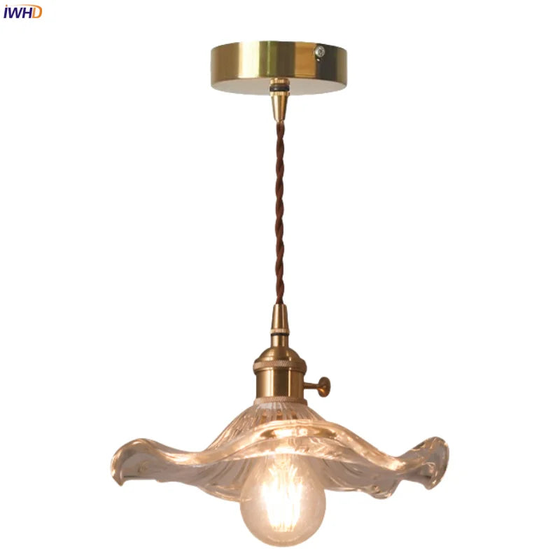 DecorBites™ Lotus Leaf Glass LED Pendant Light - Japanese Style Loft Bar Living Dining Bedroom
