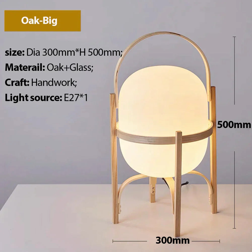 DecorBites™ Glass & Wood/Metal Table Lamp - Japanese Style Room Light