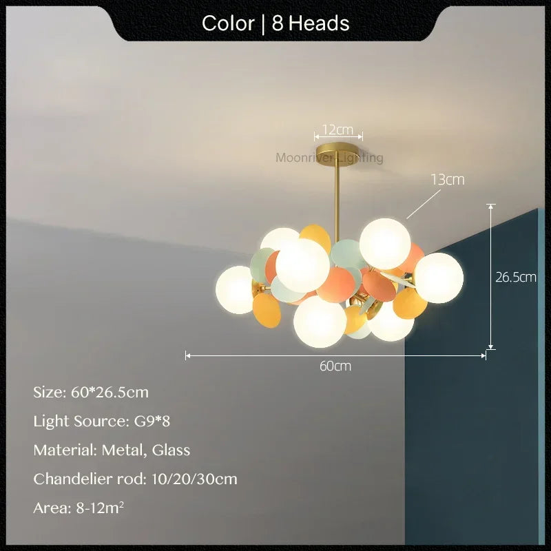 DecorBites™ Glass Hanging Ceiling Lamp for Kids Room, Living Room, Bedroom - Modern Chandelier & Home Decor