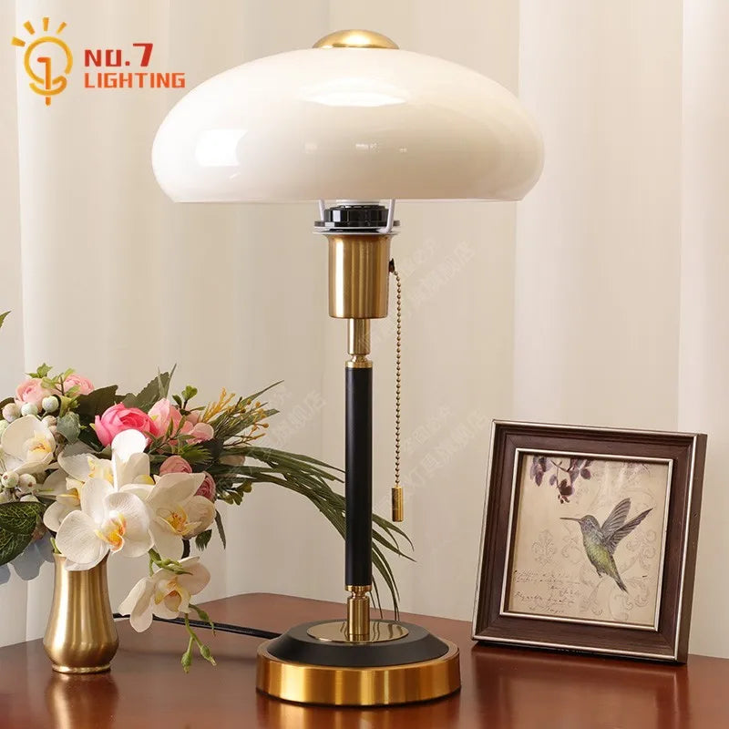 DecorBites™ Cream Glass Mushroom Table Lamp for Warmly Lit Romantic Ambiance