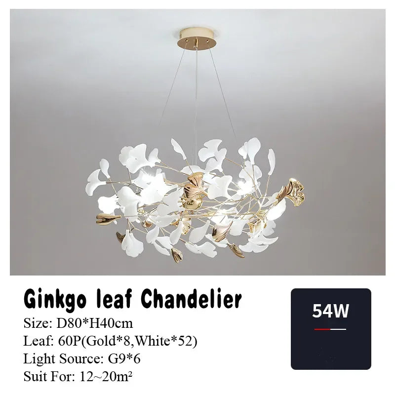 DecorBites™ Ginkgo Leaf Pendant Chandelier for Nordic Romantic Living Room Decor