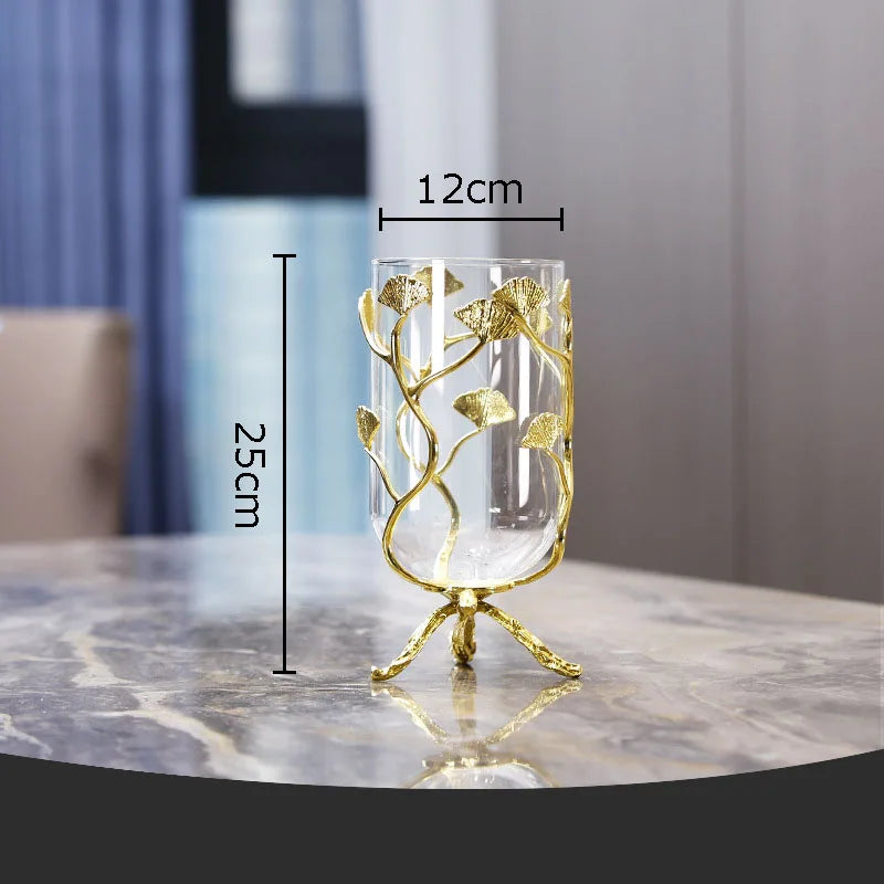 DecorBites™ Ginkgo Leaf Glass Vase Hydroponic Flower Pots Modern Desk Decoration