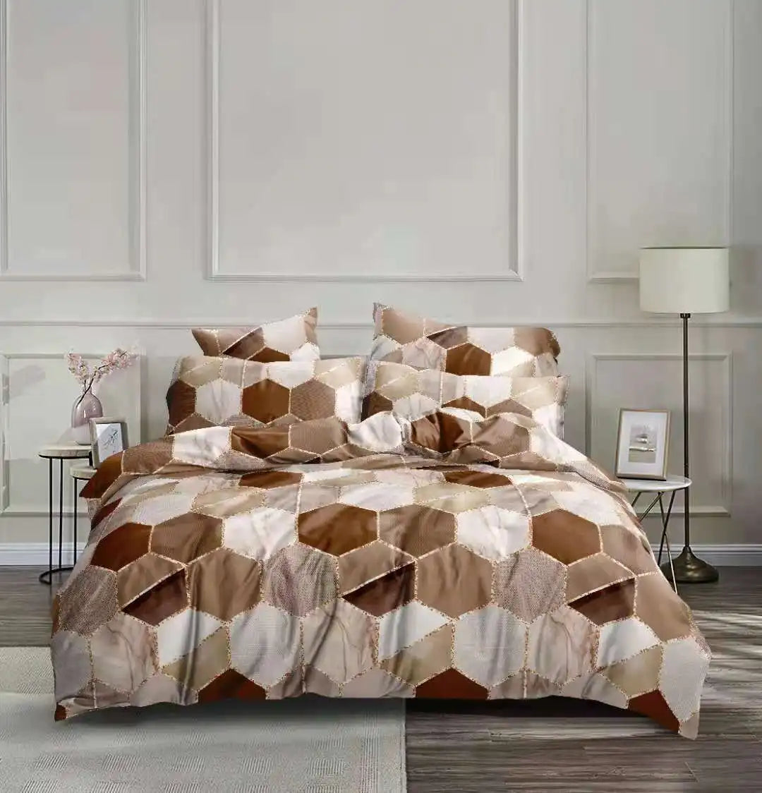 DecorBites™ Honeycomb Marble Patterned Bedding Set, Luxurious Duvet Cover with Pillowcase