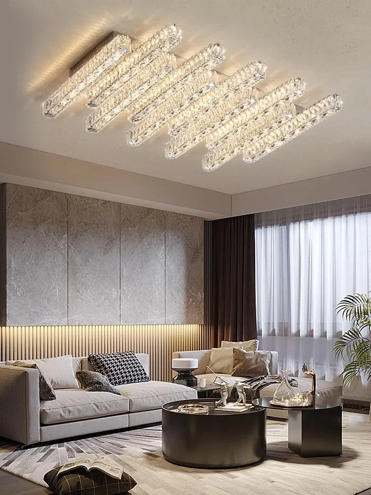 DecorBites™ Crystal Liner Ceiling Chandelier: Modern Luxury Dimmable LED Lighting Fixture