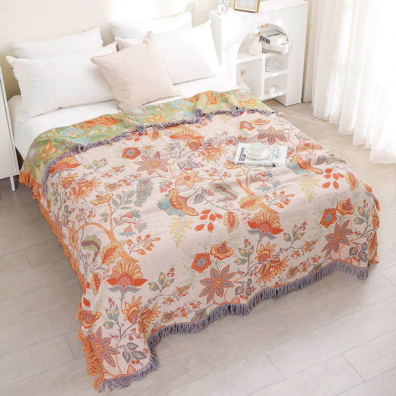 DecorBites™ Jacquard Cotton Gauze Non-Slip Sofa Cover - High Quality & Double-Sided