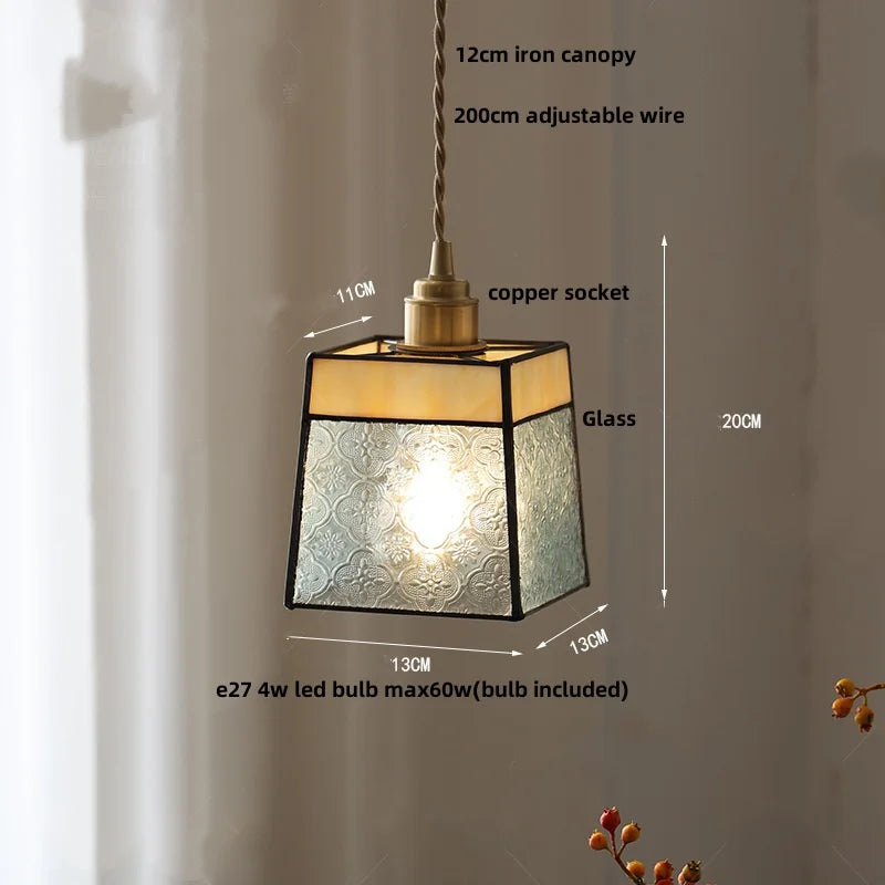 DecorBites™ Antique Glass LED Pendant Lamp, Adjustable Loft Kitchen Light Fixture