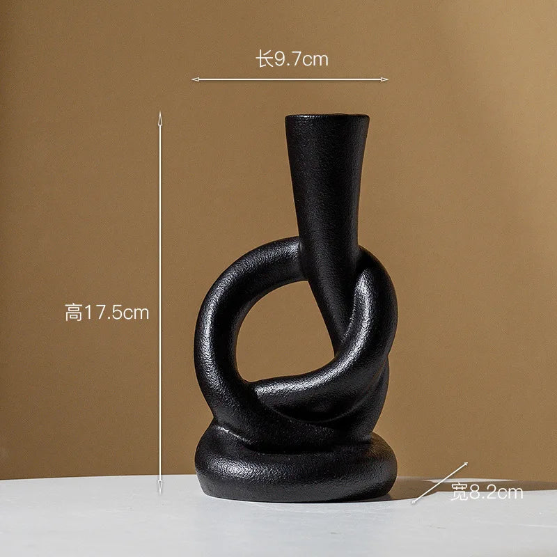 DecorBites™ Ceramic Knot Candle Stand Geometric Home Decor Hollow Candlestick